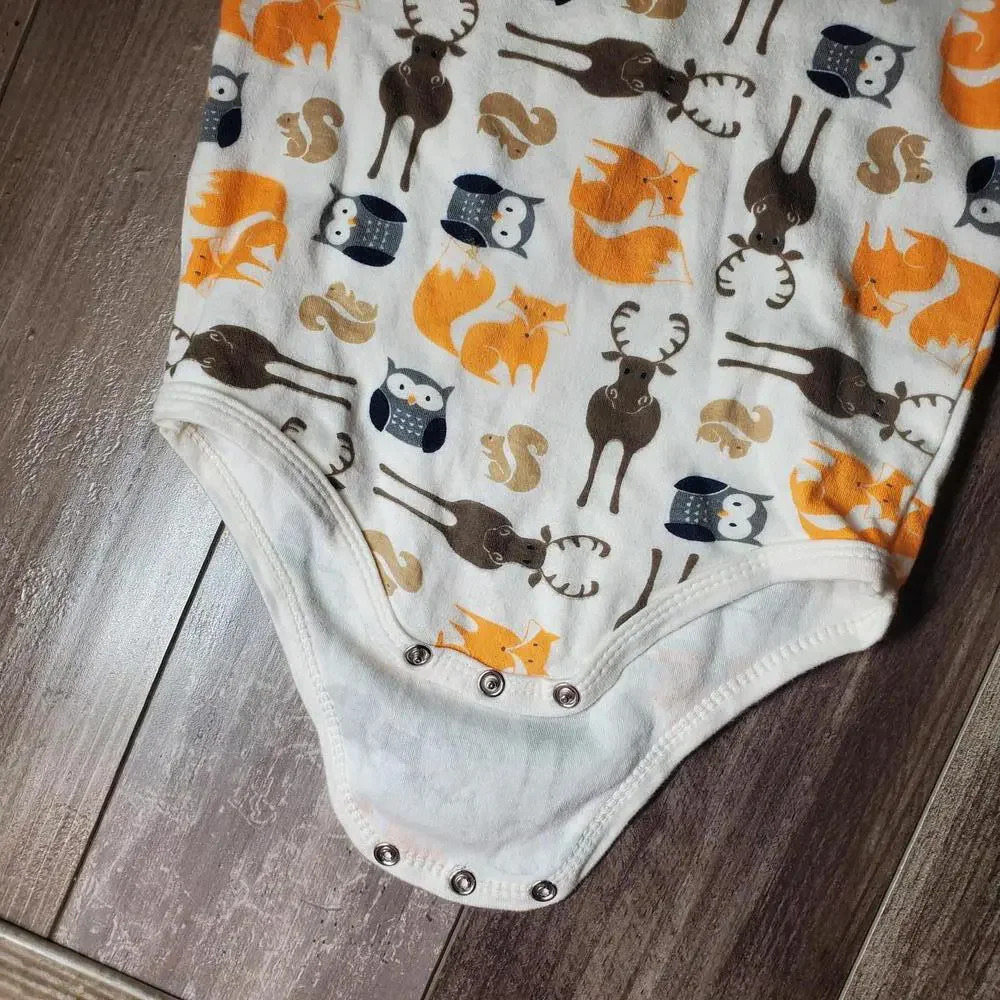HB Hudson Baby Cotton Long Sleeve One Piece Bodysuit Size 24m Cream Orange NWOT - Picture 9 of 10
